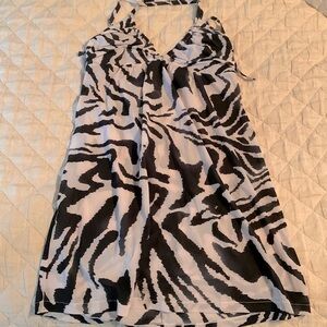 Calvin Klein zebra print semi sheer coverup, S, adjustable halter top